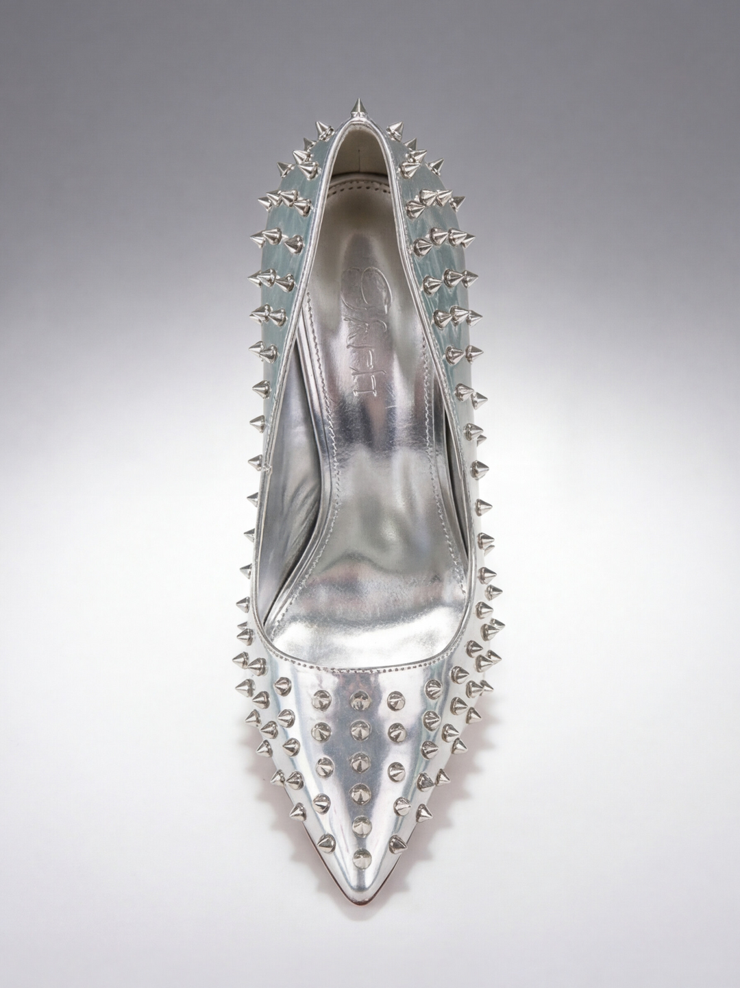 Silver Studded High Heel Stiletto Pump