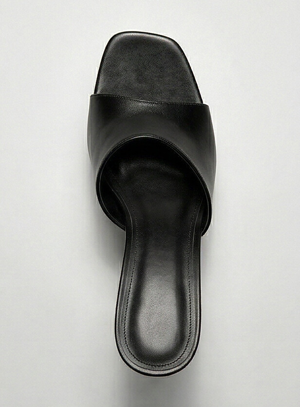 Black Leather Platform Mule with Clear Heel