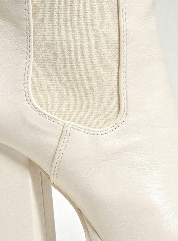 Women's White Leather Platform Chelsea Boot