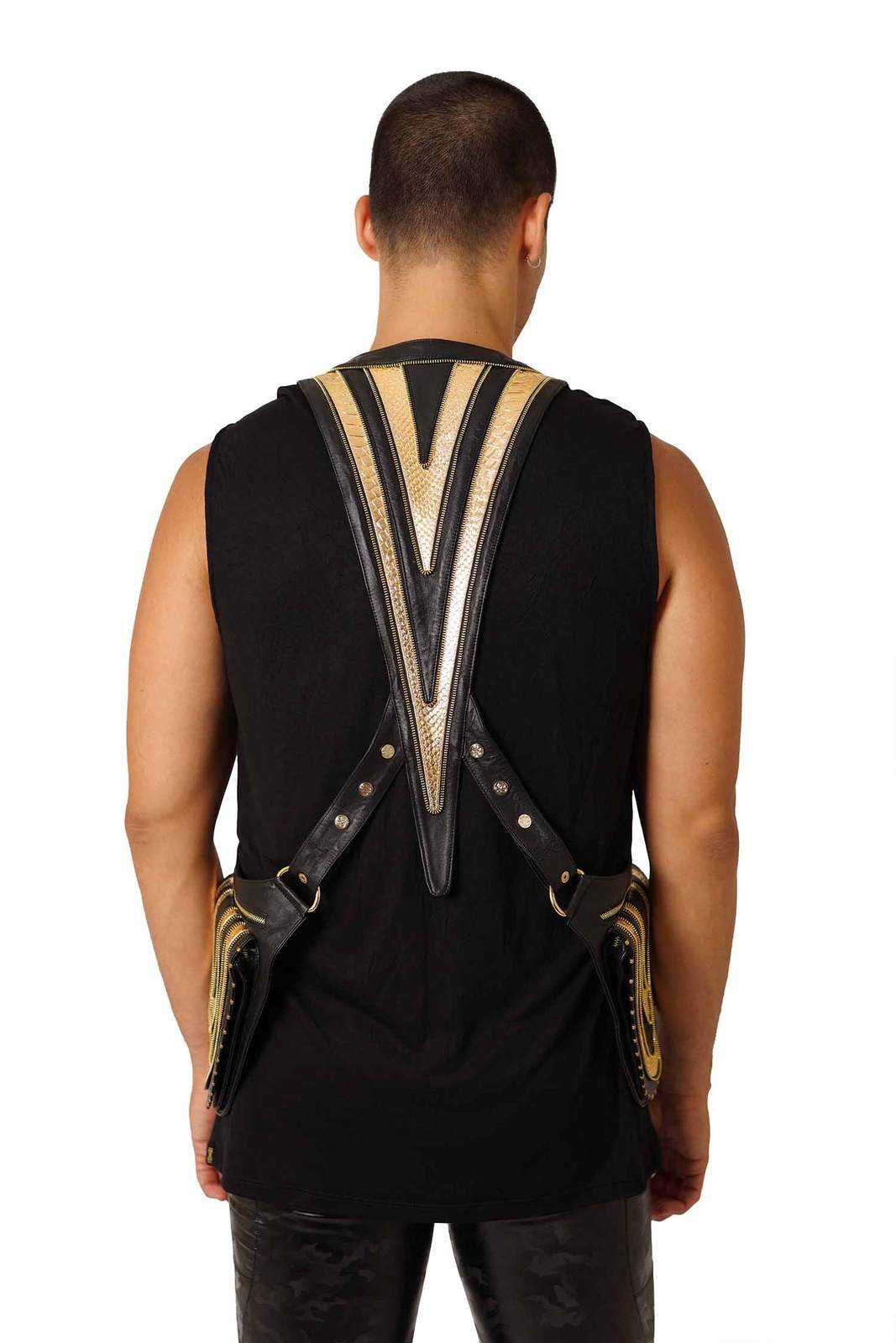 Gold Black Leather Holster Bags - Accessories