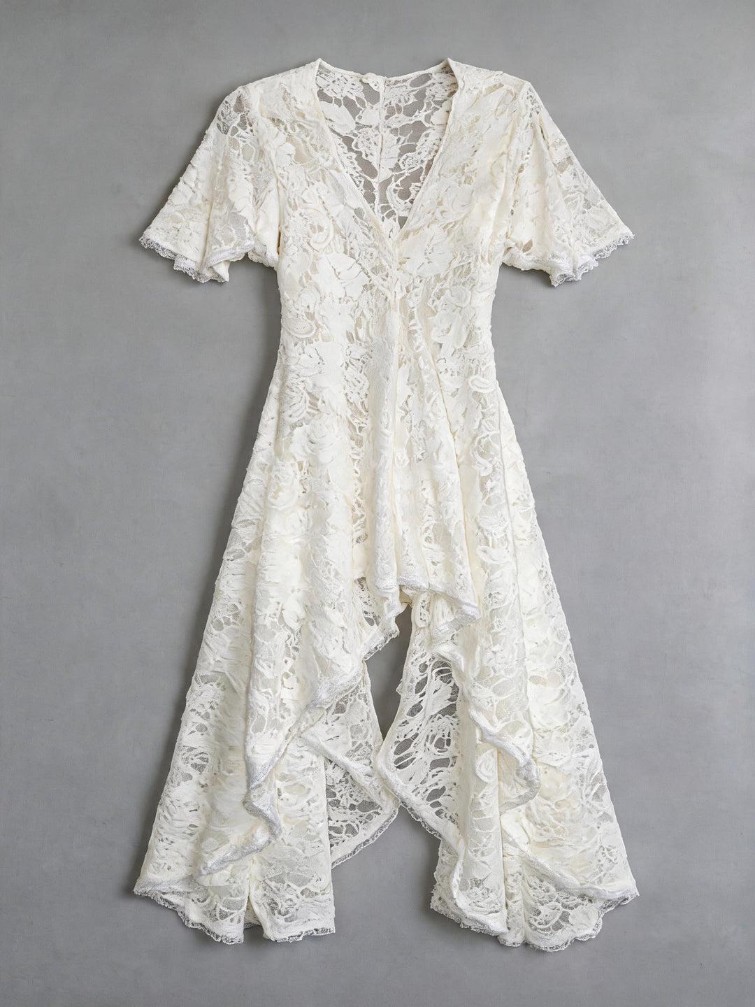 White Lace High-Low Dress by Cosmo & Donato