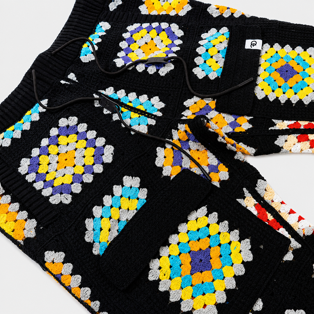 Patchwork Crochet Cargo Pant Mens