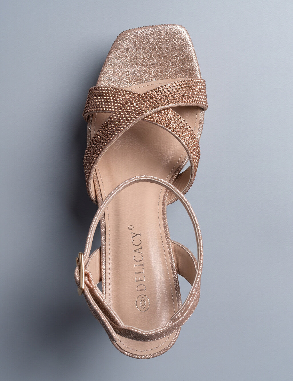 Rose Gold Rhinestone Platform Heels