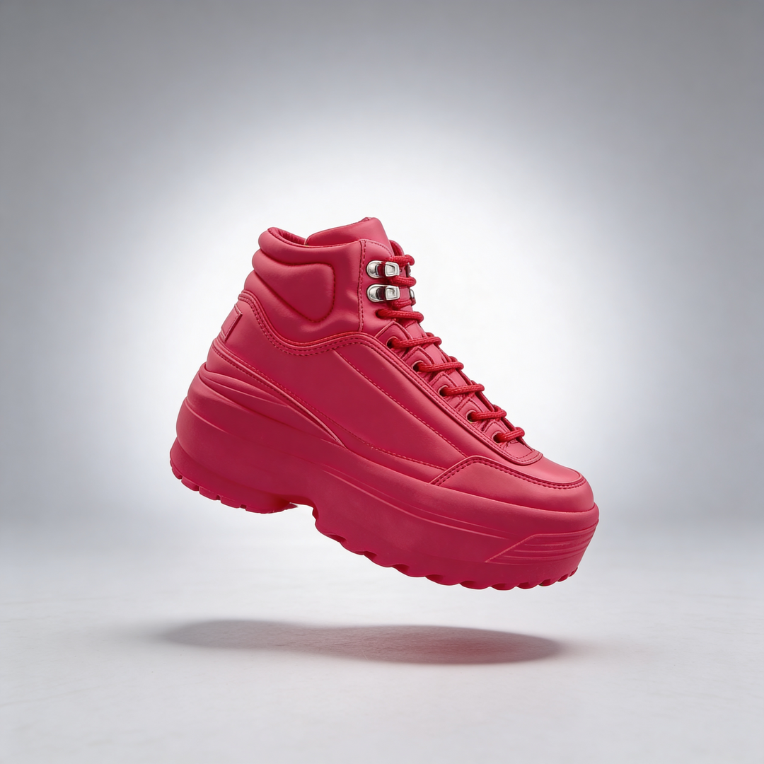 Women's Red High-Top Platform Sneaker