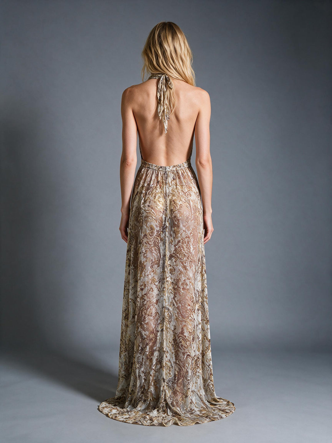 Sheer Goddess Dress Baroque Paisley