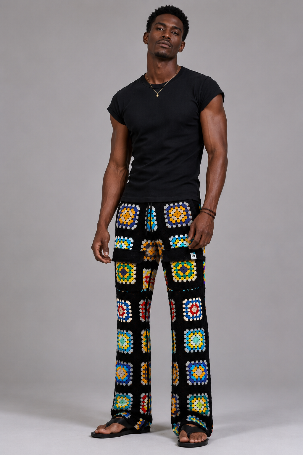 Patchwork Crochet Cargo Pant Mens