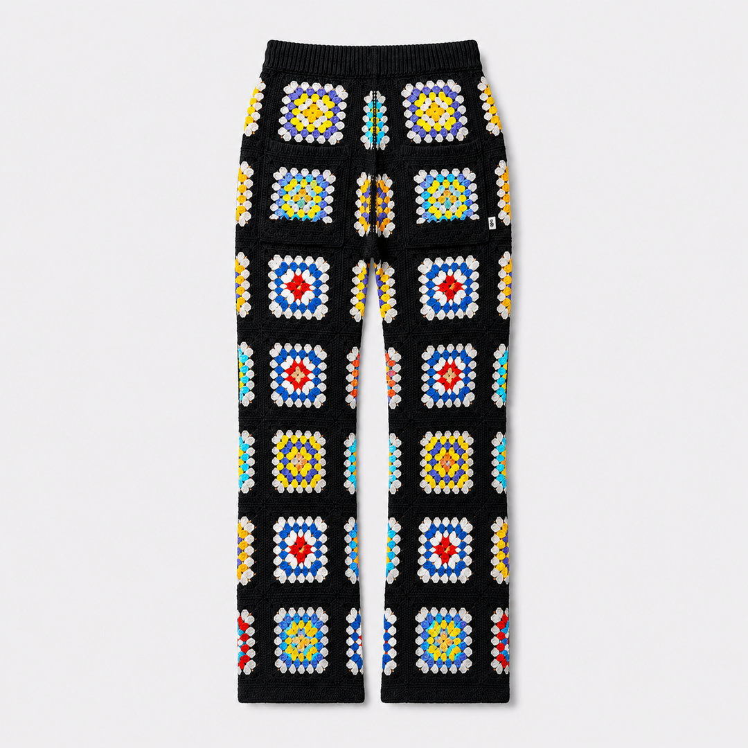 Patchwork Crochet Cargo Pant Mens