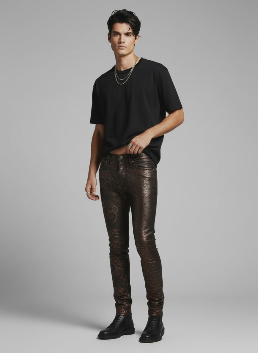 Snakeskin Stretch Jeans Unisex