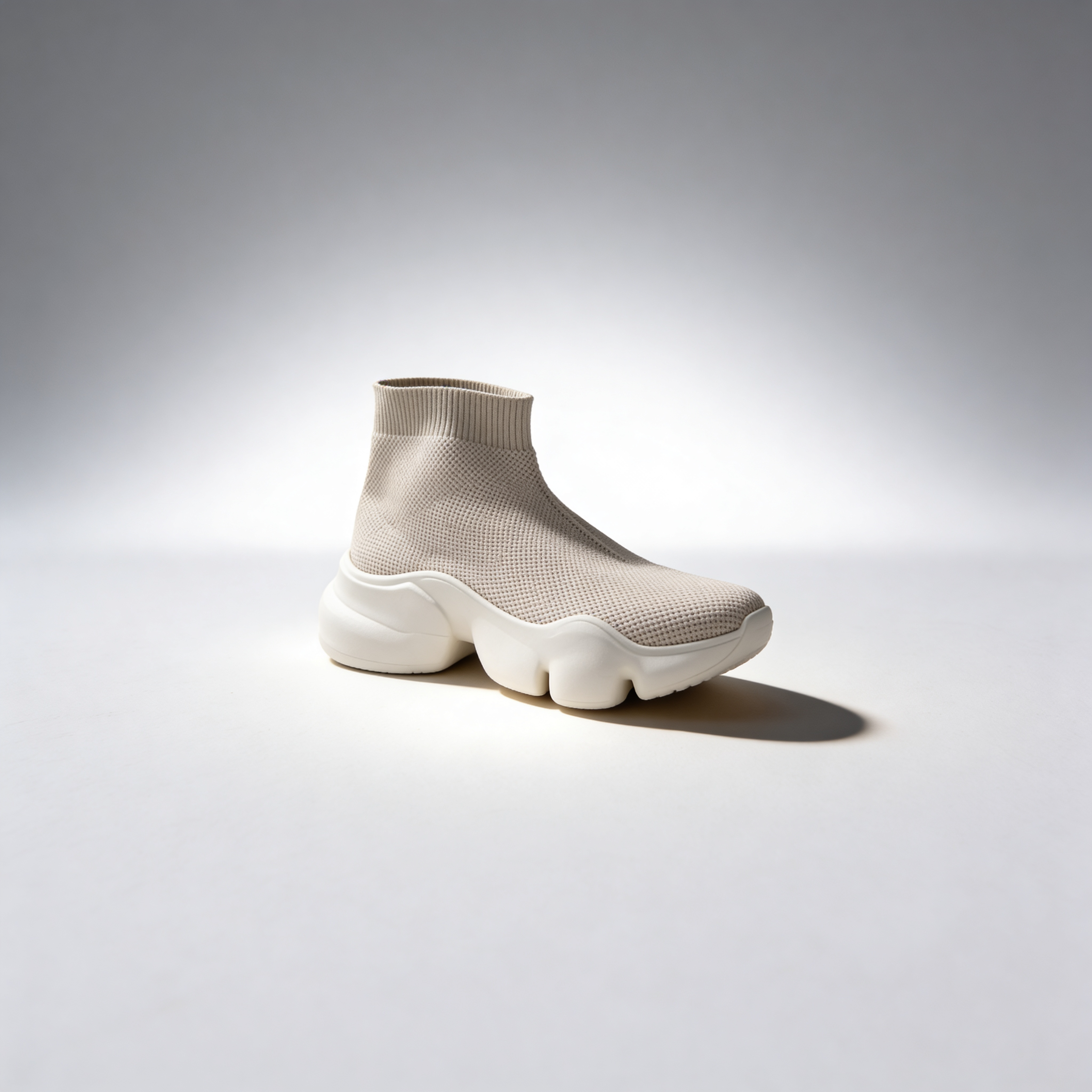 womens beige ankle sock bubble sole sneaker