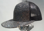 COUTURE MESH SNAPBACK CAP - SILVER CRYSTALS