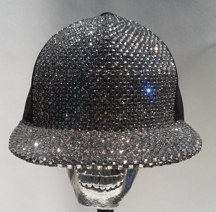 COUTURE MESH SNAPBACK CAP - SILVER CRYSTALS