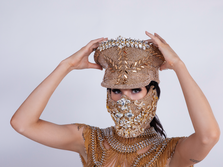 CD CRYSTAL HALF MASK "SUNSET GOLD" - COUTURE