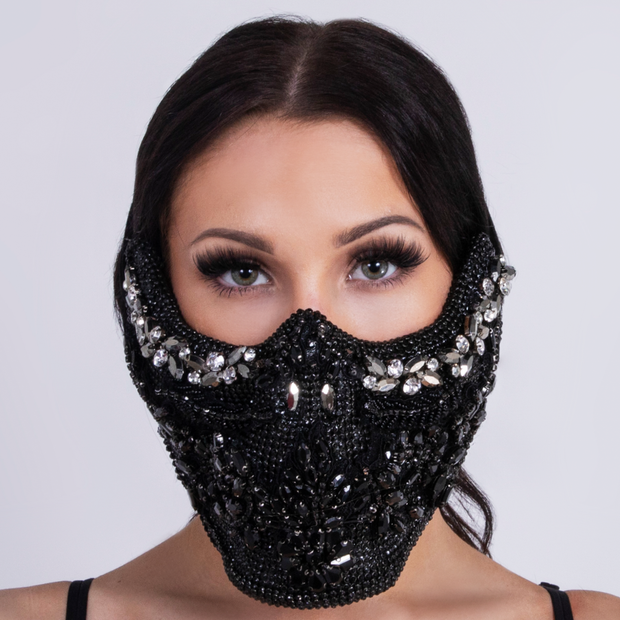 CD CRYSTAL HALF MASK "BLACK ONYX" - COUTURE