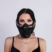 CD CRYSTAL HALF MASK "BLACK ONYX" - COUTURE