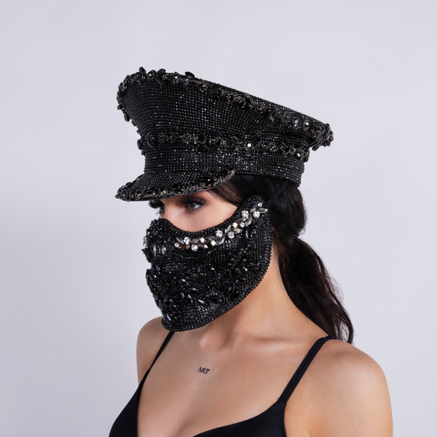 CD CRYSTAL HALF MASK "BLACK ONYX" - COUTURE