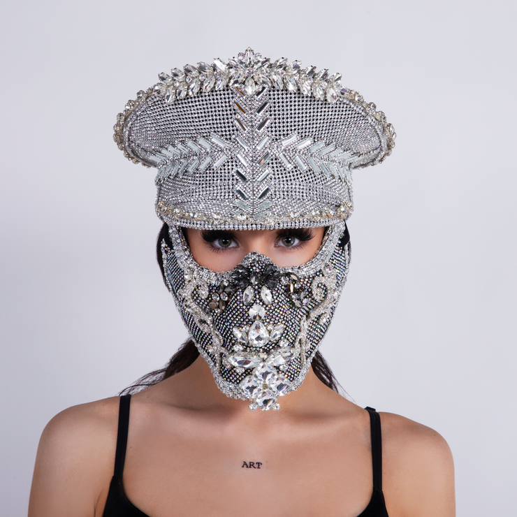 CD CRYSTAL COMMANDER HAT "SILVER GLASS" - COUTURE