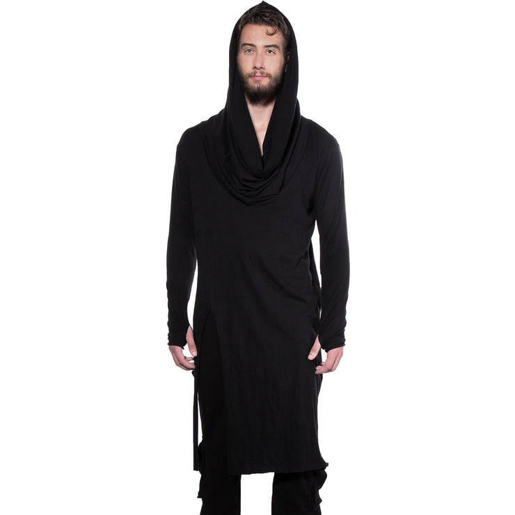 CD "GRACE" INFINITY HOODED LONG T BLACK - UNISEX - cosmos-glamsquad