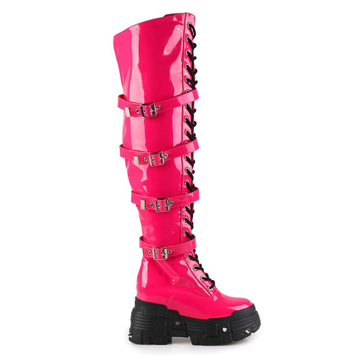 QC Platform Combat Boot Pink - Shoe Whore