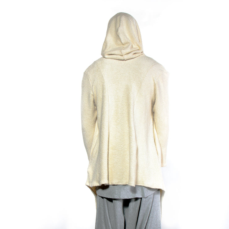 "ITALIAN" HOODED SWEATER JACKET OFF WHITE - TWILL KNIT - cosmos-glamsquad