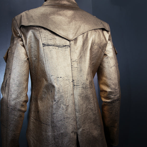 COSMO & DONATO RODOLFO MILITARY JACKET CRACKLED GOLD DENIM- MENS