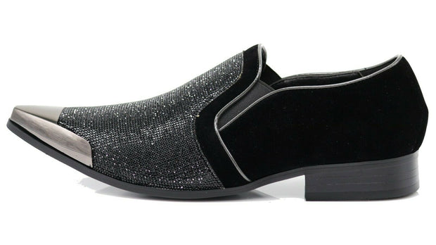 RHINESTONE LOAFER BLACK - MENS FOOTWEAR